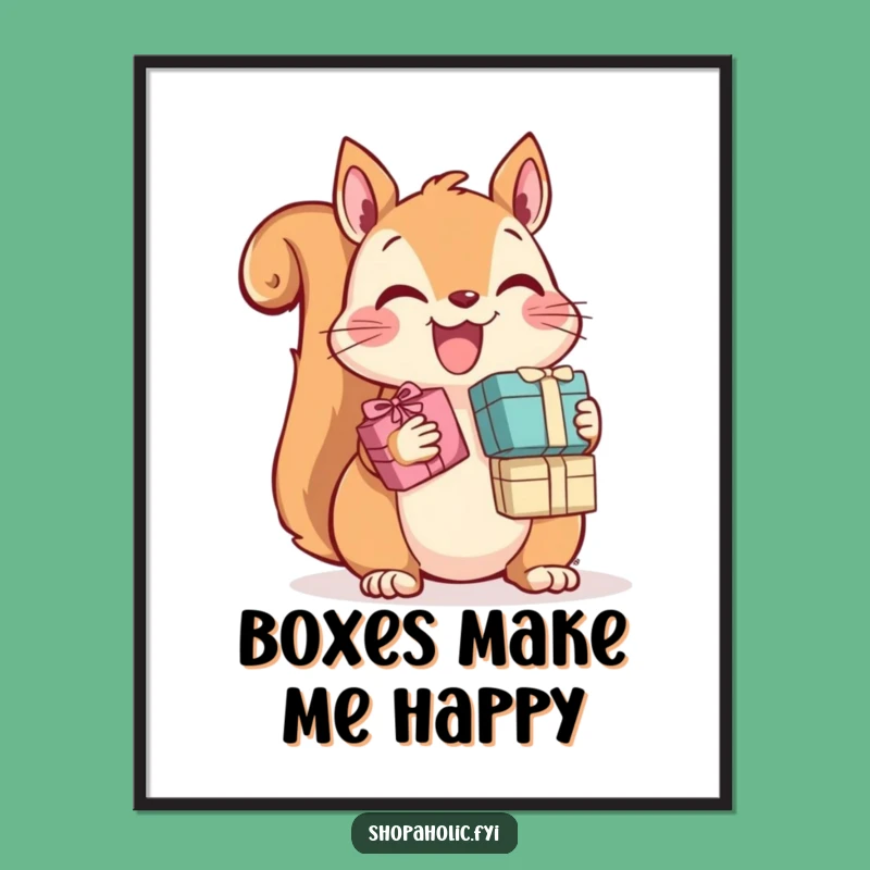 Funny Squirrel Poster: Vibrant Gift Box Art, Hilarious & Perfect Funny Gift Decor