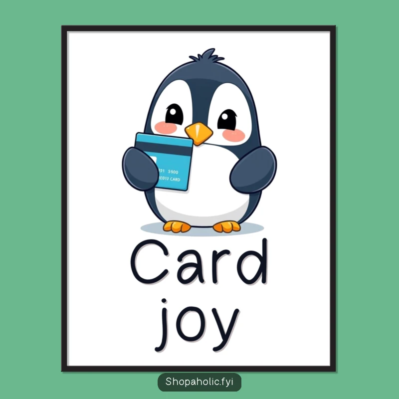 Funny Penguin Credit Card Art Poster - Wall Decor Gift for Shoppers