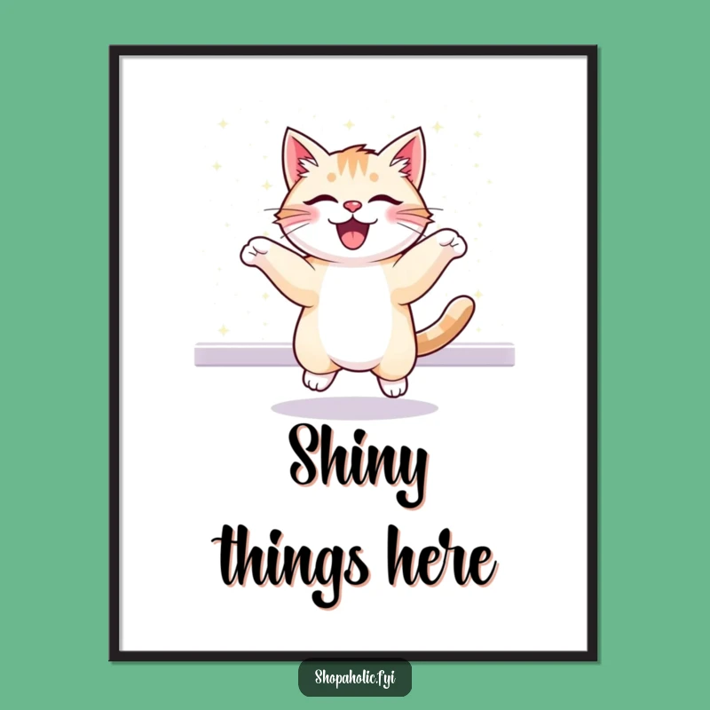Funny Cat's Glittery Dreams Poster - Whimsical Wall Art Gift