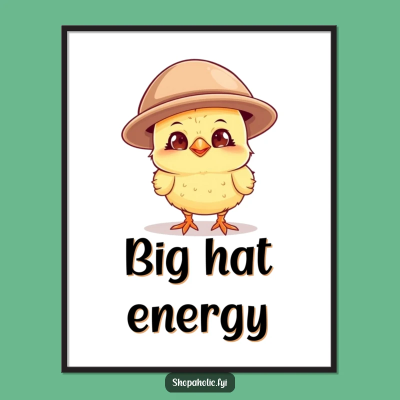 Funny Chick Oversized Hat Poster: Whimsical Wall Art for Your Stylish Space