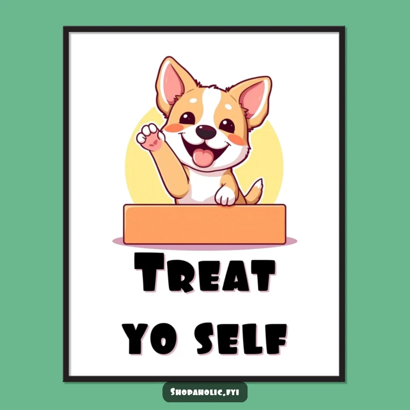 Funny Dog Poster: Joyful Art Of Pup Reaching For Colors, Wall Decor