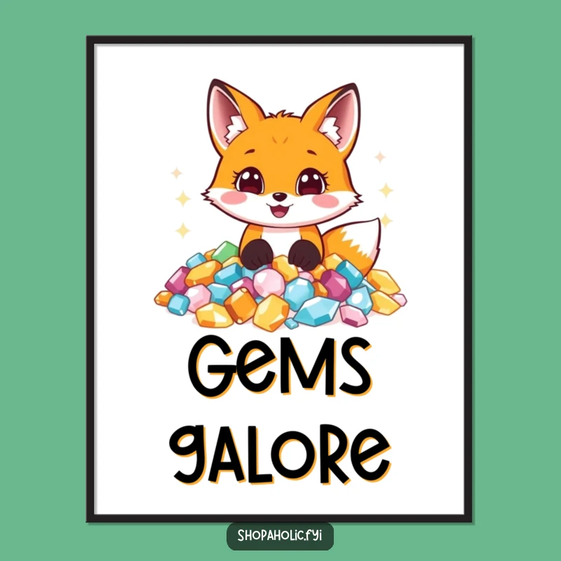 Funny Jewel Fox Poster - Add Sparkle and Laughter to Your Walls