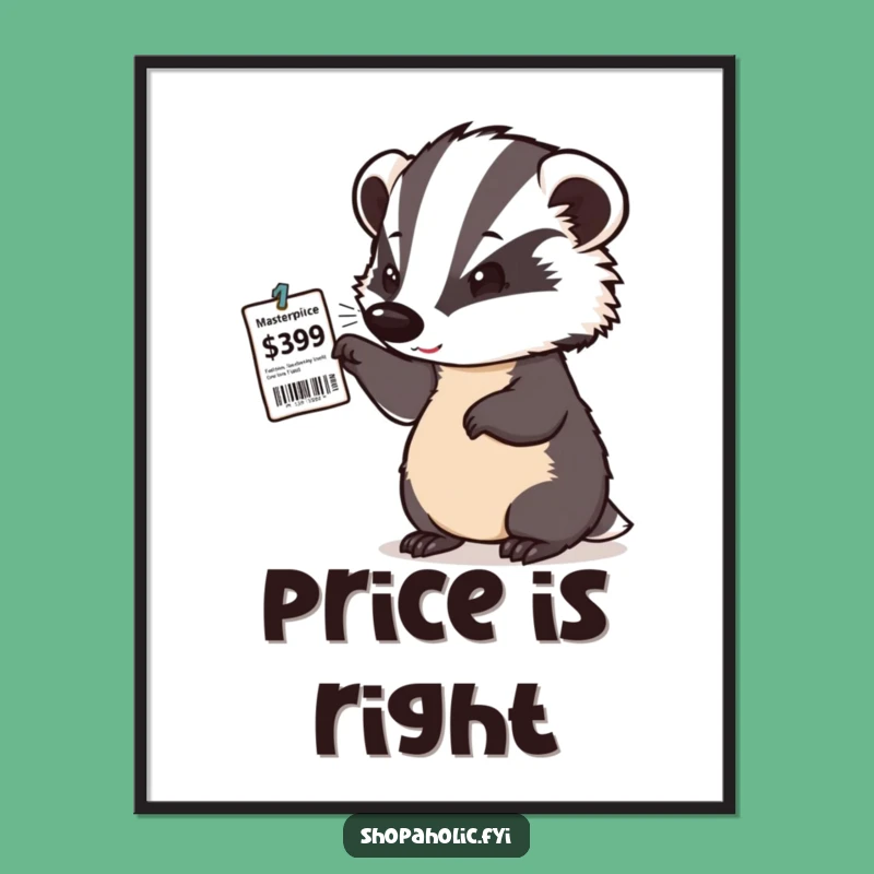 Funny Badger Price Tag Master Poster - Wall Decor Gift for Shoppers