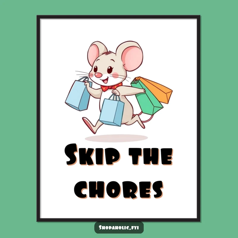 Funny Mouse Poster: Shopping Spree Art, A Whimsical Funny Poster for Wall Decor