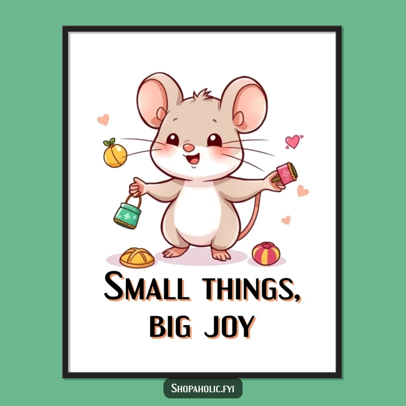 Funny Mouse Juggling Poster - Cheerful Art for Hobby Enthusiasts