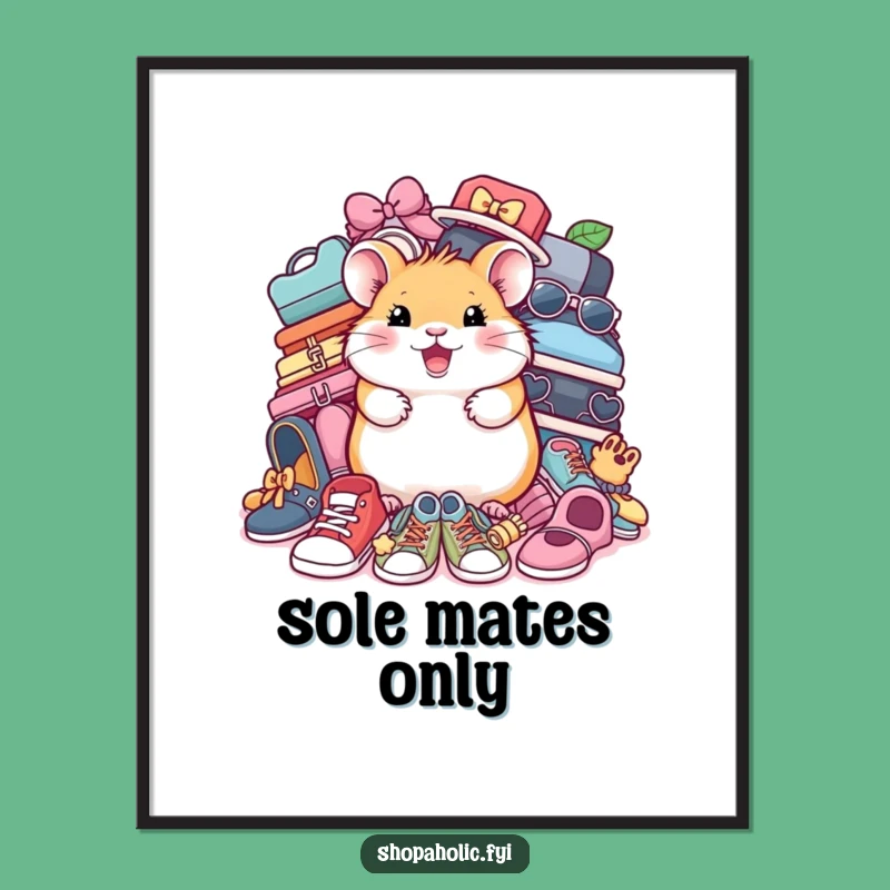 Funny Hamster Shoe Poster: Cheerful Critter Art for Decor, Gift