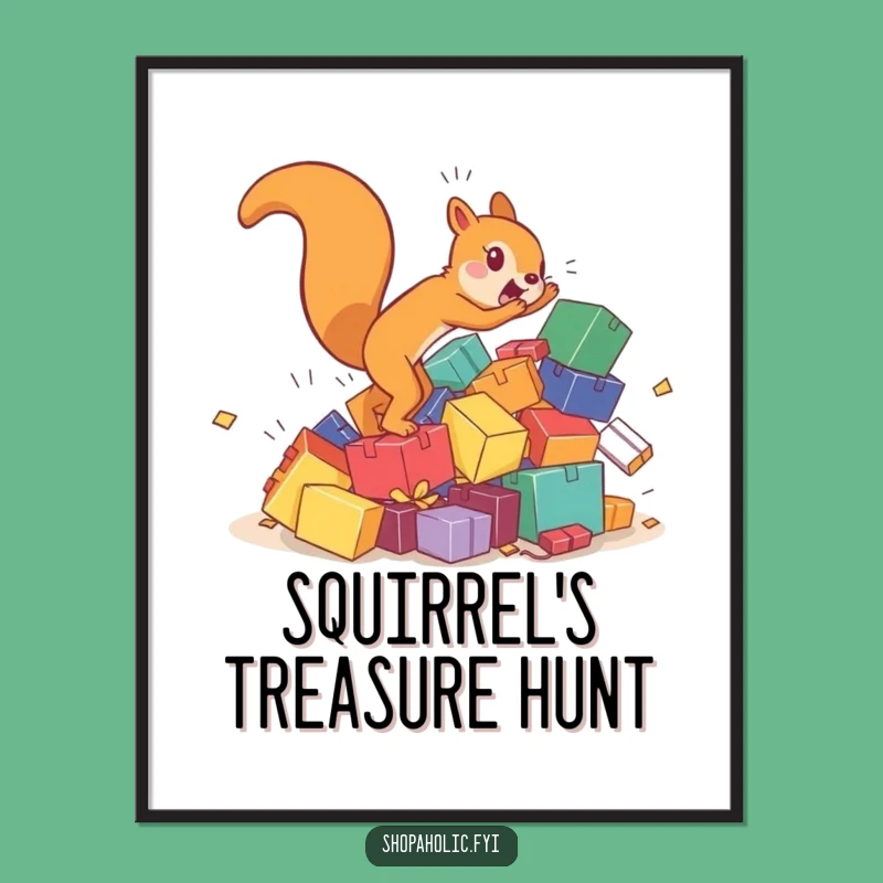 Funny Squirrel Box Chase Poster: Hilarious Wall Art For Energetic Souls