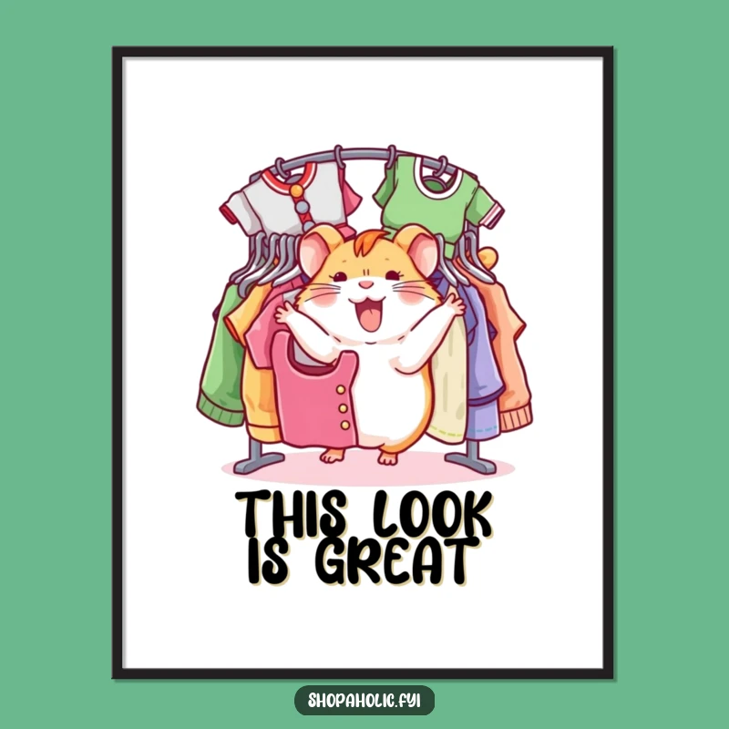 Funny Hamster Fashion Poster: Spinning Style Art for Your Walls