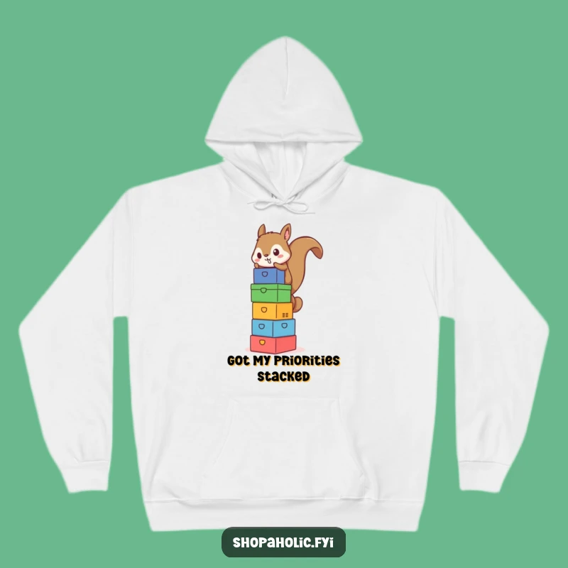 Funny Squirrel Box Tower Hoodie - Stay Cozy While Juggling Life