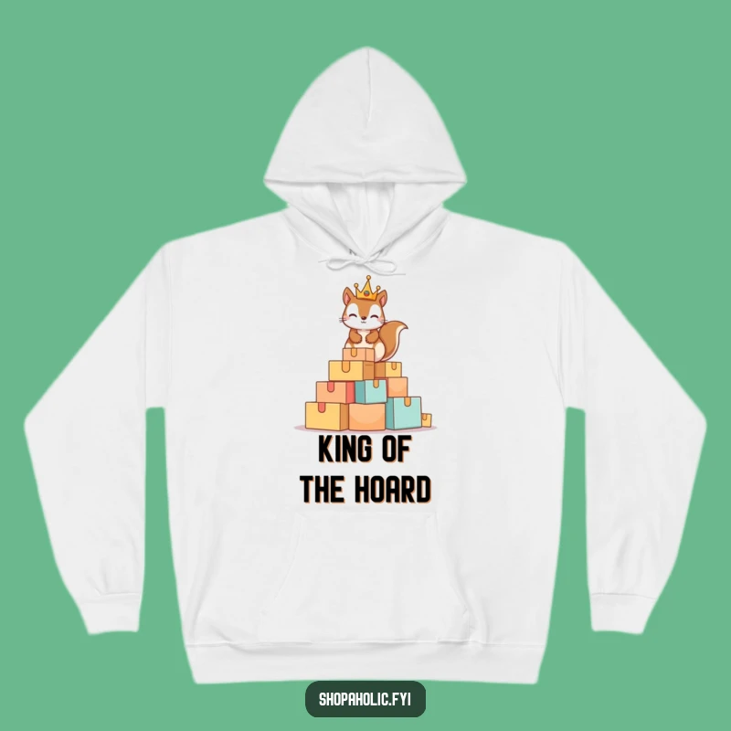 Funny Squirrel King Cozy Hoodie: Warm and Mischievous Cardboard Mountain Gift
