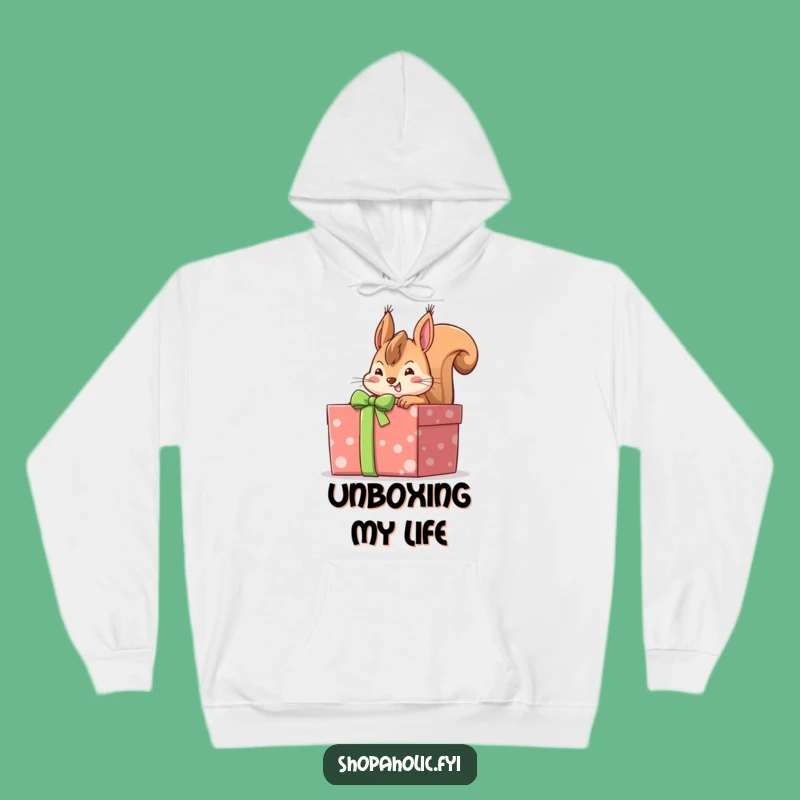 Cozy Funny Squirrel Gift Box Hoodie: Snuggle Up with Hilarious Anticipation