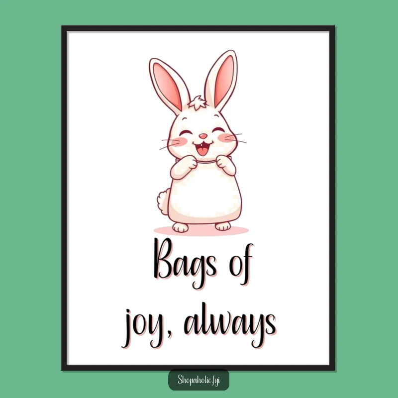 Free Printable Wall Art: Funny Bunny Shopping Spree, Quirky Downloadable Decor