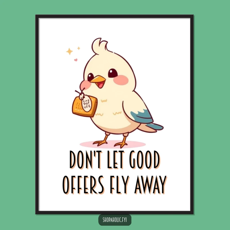 Free Printable Wall Art: Bird Pointing at Offer - Funny Downloadable Decor