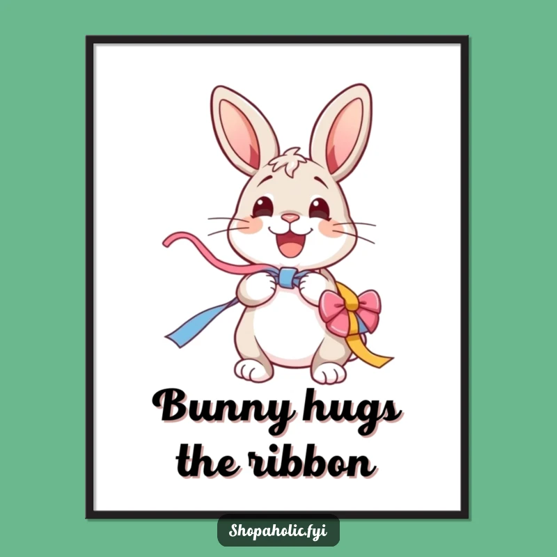 Free Printable Wall Art: Bunny's Ribbon Fun, Whimsical Downloadable Decor!