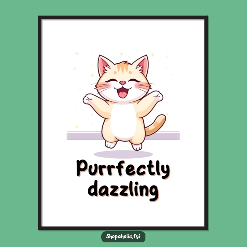 Free Printable Wall Art: Cat's Glitter Obsession, Quirky Downloadable Decor