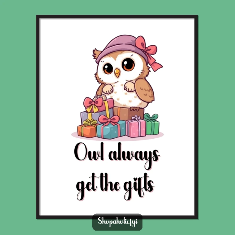 Free Printable Wall Art: Curious Owl & Gifts, Whimsical Downloadable Decor!