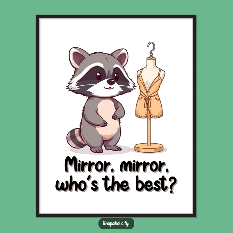 Free Printable Wall Art: Raccoon's Window Shopping - Chic Downloadable Decor