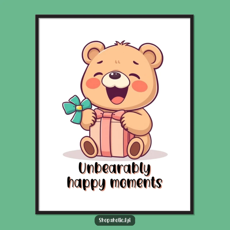 Funny Free Printable Wall Art: Bear's Gift Joy - Sweet Downloadable Decor