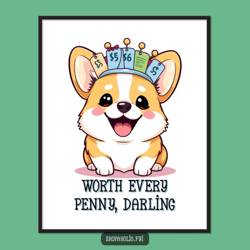 Funny Free Printable Wall Art: Corgi Price Tag King - Quirky Downloadable Decor