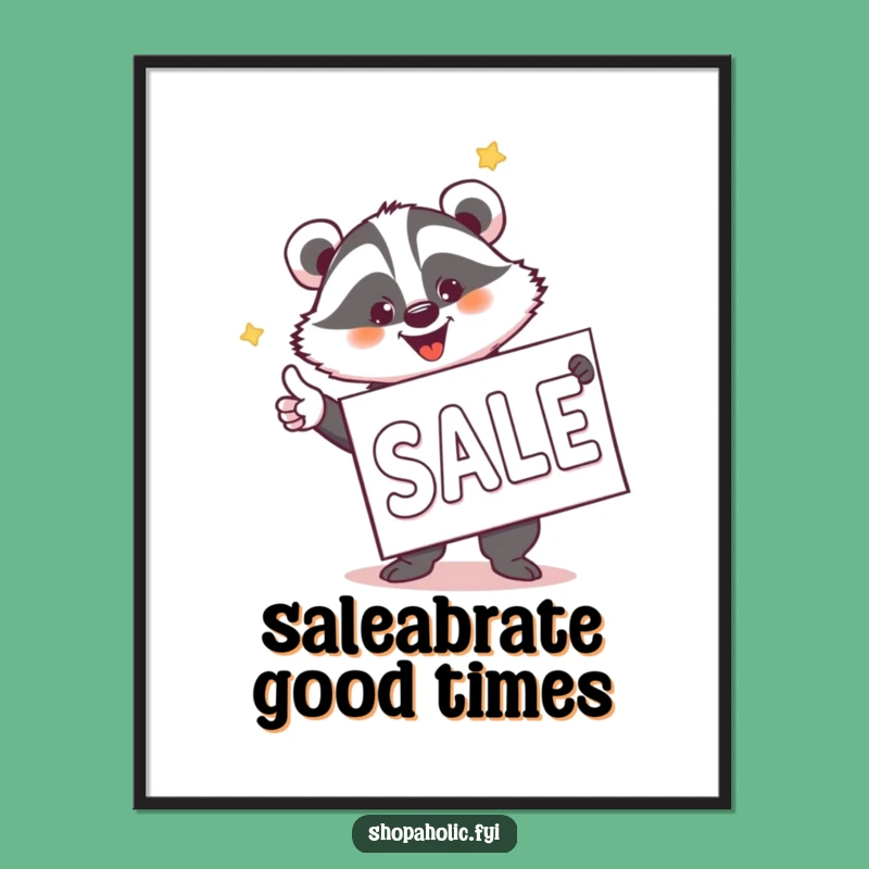 Funny Free Printable Wall Art: Jovial Badger Sale, Quirky Downloadable Decor