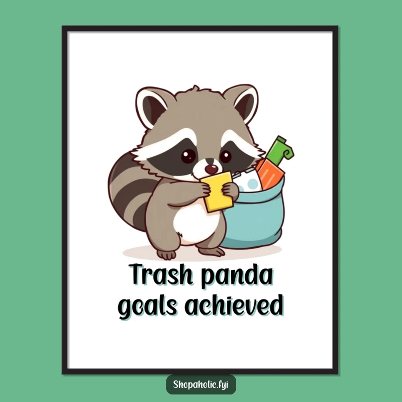 Funny Free Printable Wall Art: Raccoon's Secret Stash, Downloadable Decor