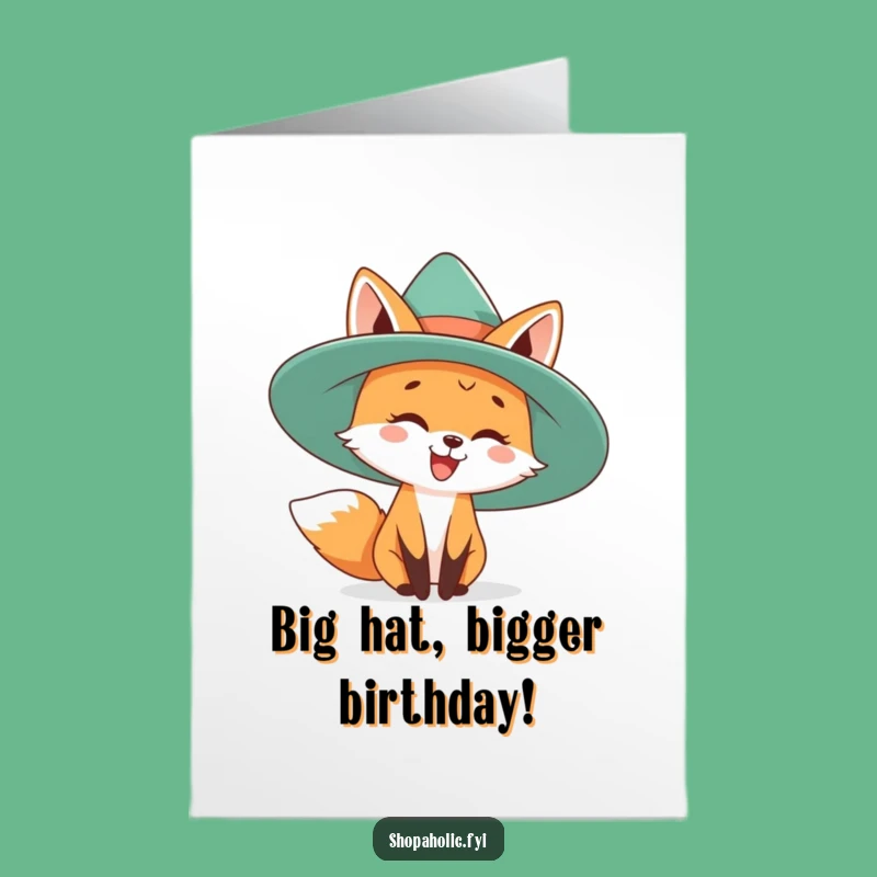 Free Printable Birthday Card: Fox's Big Hat Fun, Hilarious Downloadable Gift