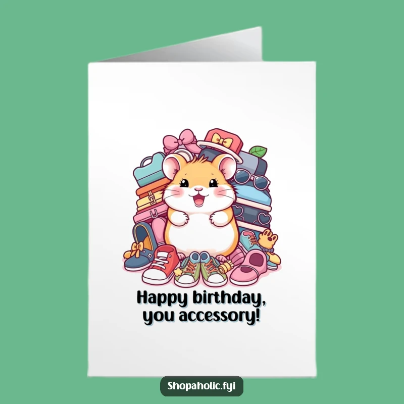Free Printable Birthday Card: Hamster Shoe Lover - Funny Downloadable Gift