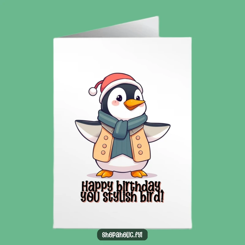 Free Printable Birthday Card: Penguin Fashionista, Download for Fun!