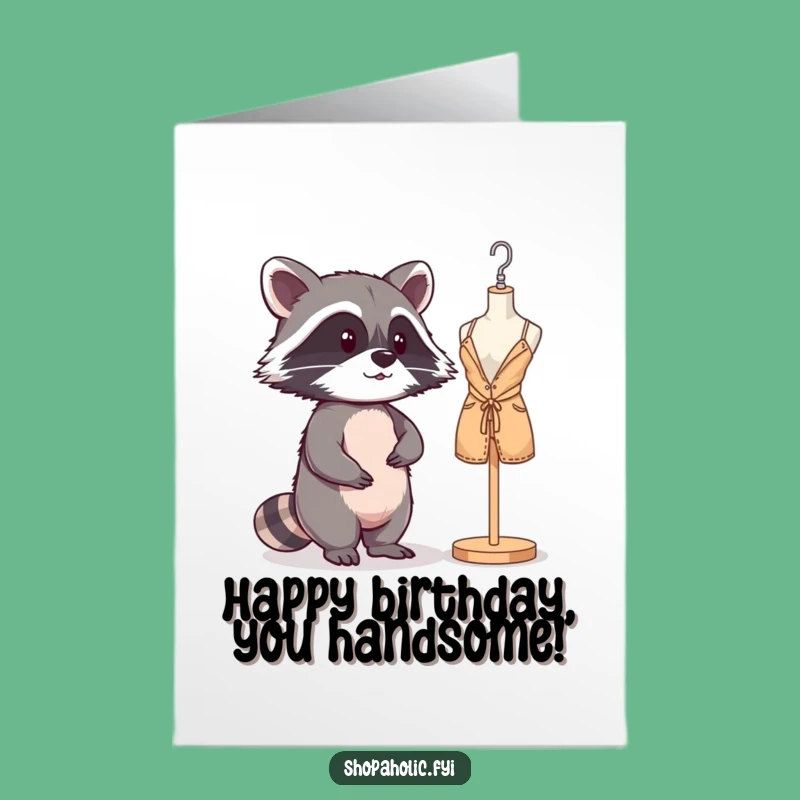 Free Printable Birthday Card: Raccoon's Reflection - Funny Downloadable Gift