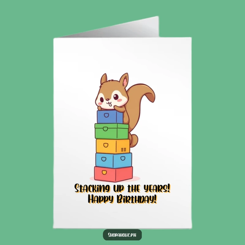 Free Printable Birthday Card: Squirrel Stacking Boxes, Fun DIY Downloadable Gift