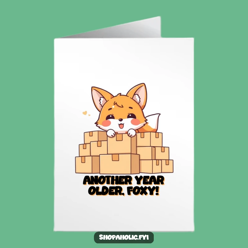 Free Printable Funny Birthday Card: Fox Behind Boxes, Hilarious Gift