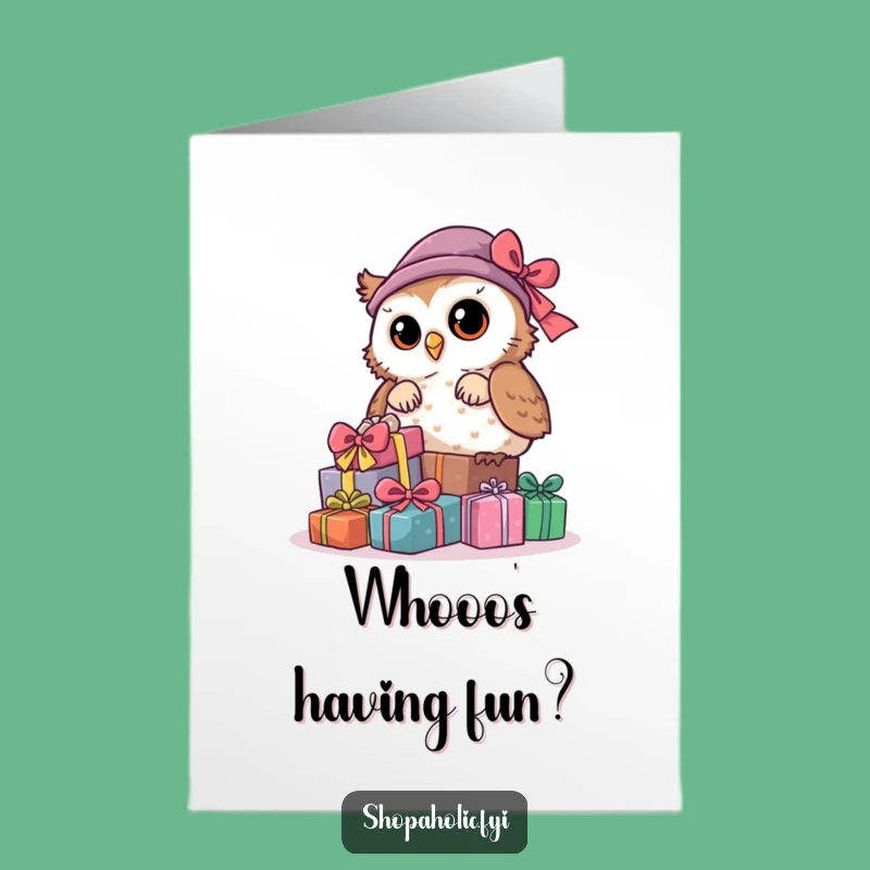 Funny Free Printable Birthday Card: Curious Owl & Gifts, Perfect LOL Downloadable Greeting!
