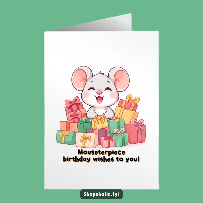 Funny Free Printable Mouse Birthday Card: Giggling Gift Pile Downloadable Humor