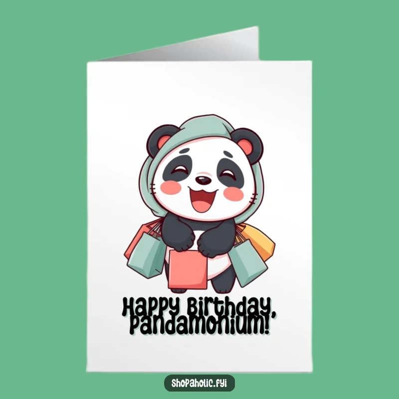 Funny Free Printable Birthday Card: Panda's Shopping Spree Gift, Print at Home!