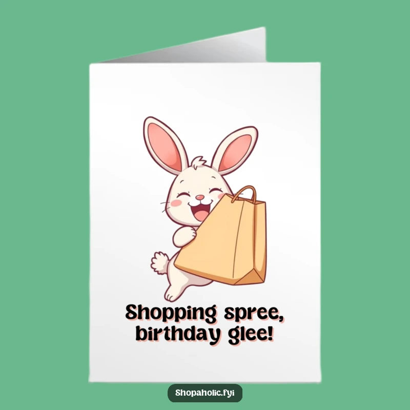 Free Printable Birthday Card: Bunny Shopping Bag Downloadable Funny Gift for Her
