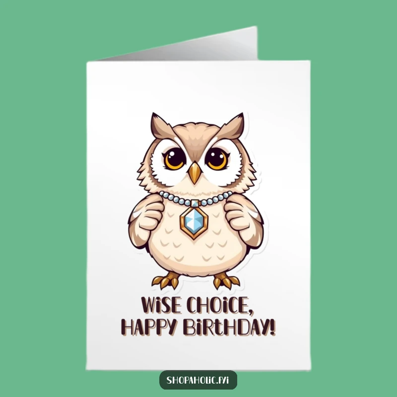 Free Printable Birthday Card: Owl's New Bling - Funny Downloadable Gift