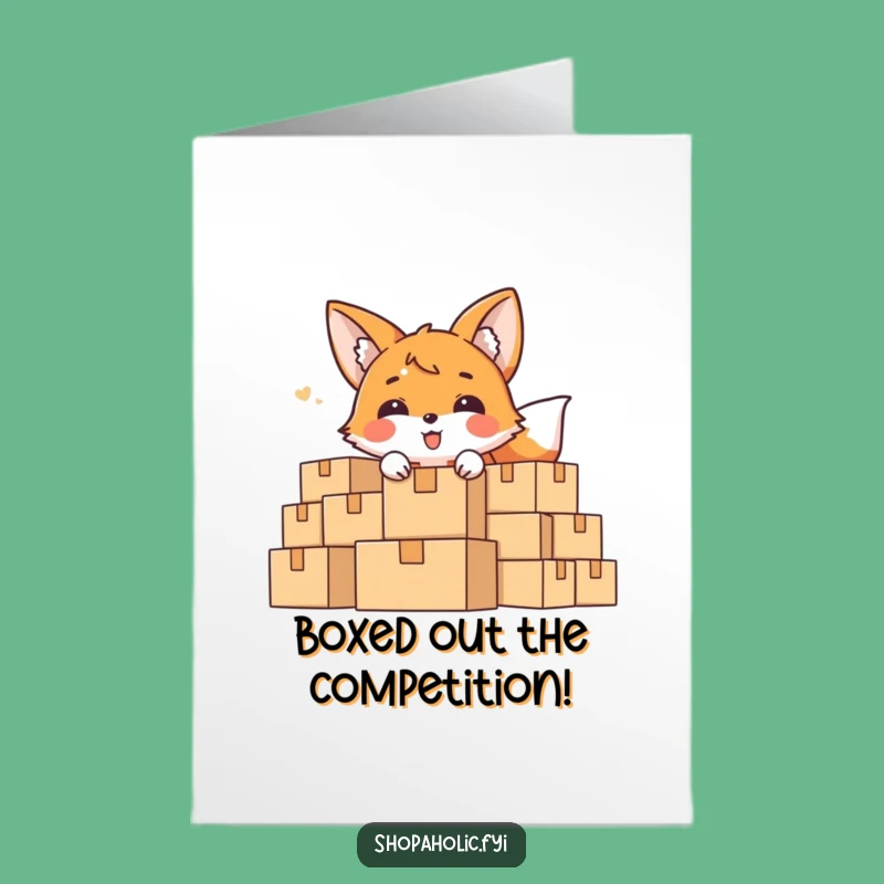 Free Printable Congrats Card: Fox Behind Boxes, Funny Success