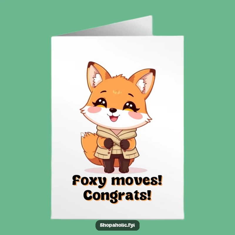 Free Printable Congrats Card: Delighted Fox Style Star, Humorous Downloadable Surprise