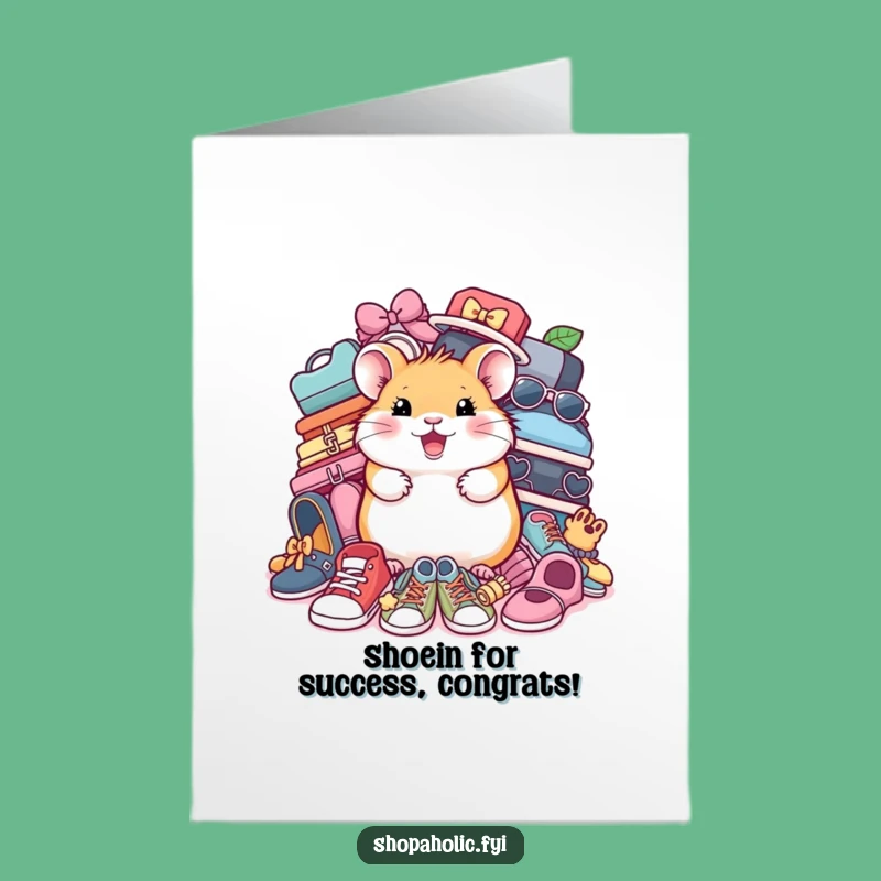 Free Printable Congrats Card: Hamster's Fashion Haul - Funny Downloadable Gift