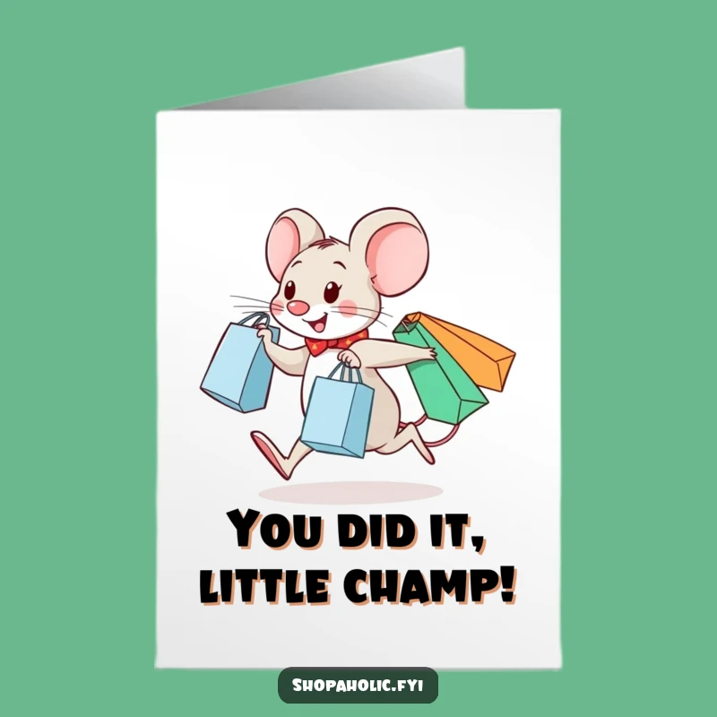 Free Printable Congrats Card: Happy Mouse Shopper - DIY Download