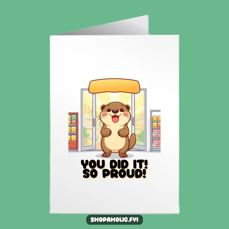 Free Printable Congrats Card: Otter's Shopping Success, Download Today!