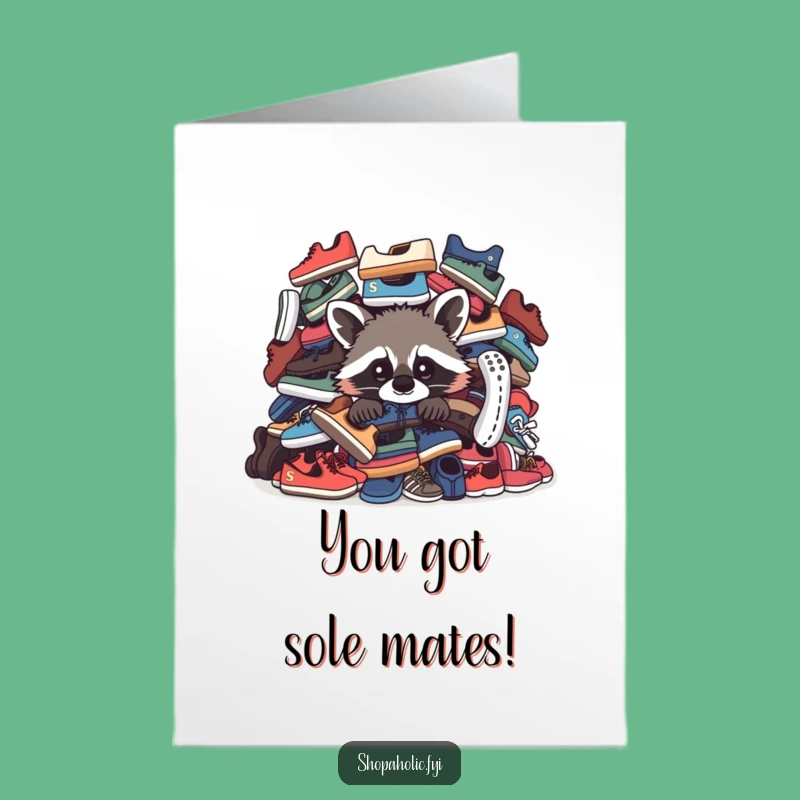 Free Printable Congrats Card: Raccoon & Shoes - Funny Downloadable Surprise