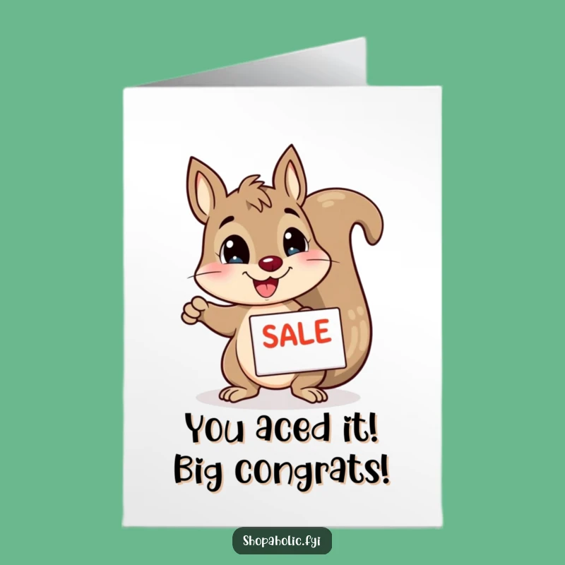 Free Printable Congrats Card: Squirrel Celebrates Sales, Download Now!