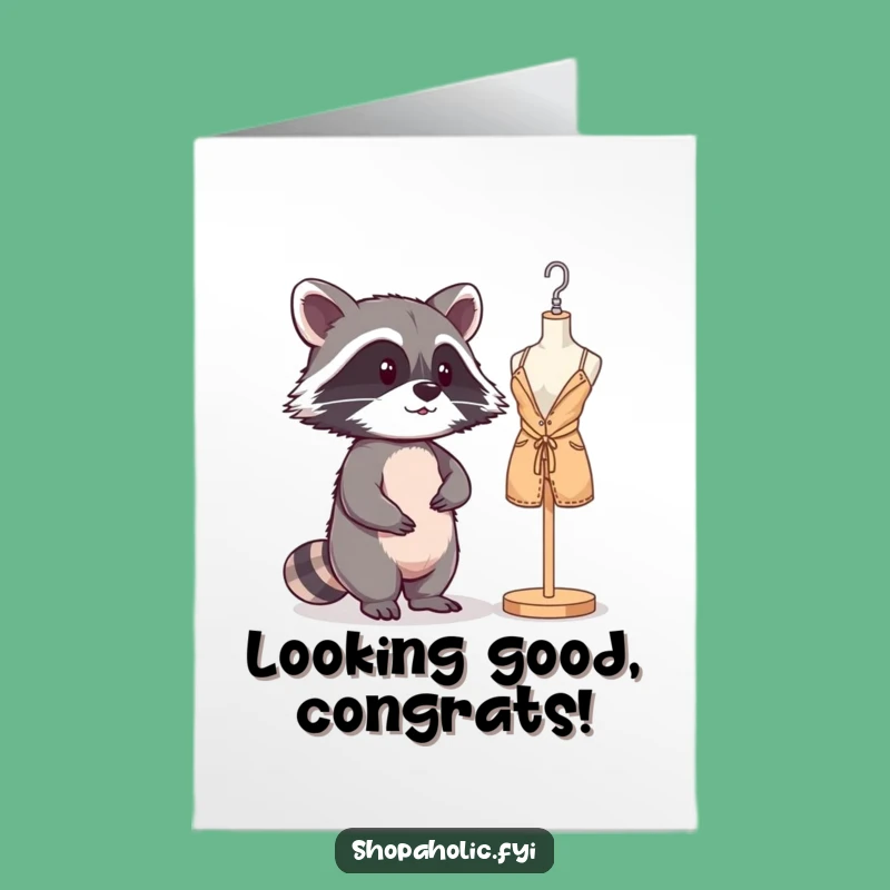 Free Printable Congrats Card: Raccoon's Stylish Win - Funny Downloadable Gift