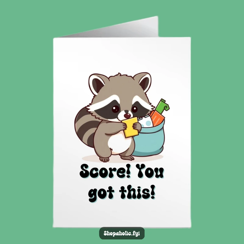 Free Printable Congrats Card: Raccoon's Clever Haul, Funny Downloadable Gift