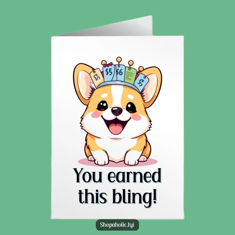 Free Printable Congrats Card: Corgi Price Tag Royalty - Funny Deal Gift