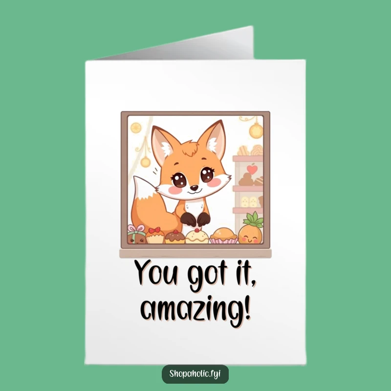 Free Printable Congrats Card: Fox's Goodie Goal, Funny Downloadable Gift for Achievers