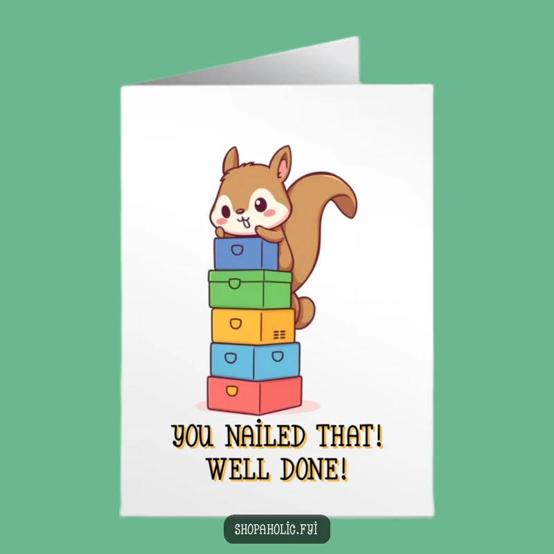 Free Printable Congrats Card: Squirrel Stacking Boxes, Great DIY Downloadable Gift