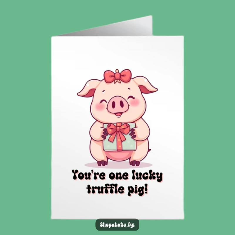 Free Printable Congrats Card: Funny Pig with Gift - DIY Downloadable