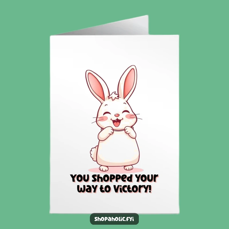 Free Printable Congrats Card: Bunny's Shopping Success, Hilarious Downloadable Gift
